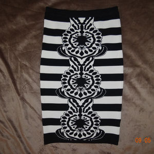 Jealous Tomato Striped Black White Pencil Skirt